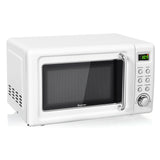 700W复古台式微波炉5微功率自动烹饪功能-白色 700W Retro Countertop Microwave Oven with 5 Micro Power and Auto Cooking Function-White