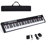 88键便携式全尺寸半配重数码钢琴键盘-黑色 88-Key Portable Full-Size Semi-weighted Digital Piano Keyboard-Black