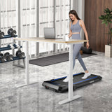 二合一折叠跑步机带坡度带遥控-蓝色 2 in 1 Folding Treadmill with Incline with Remote Control-Blue