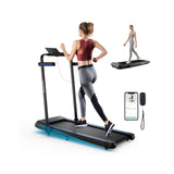 二合一折叠跑步机带坡度带遥控-蓝色 2 in 1 Folding Treadmill with Incline with Remote Control-Blue