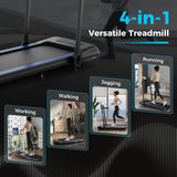 二合一折叠跑步机带坡度带遥控-蓝色 2 in 1 Folding Treadmill with Incline with Remote Control-Blue