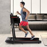 二合一折叠跑步机带坡度带遥控-红色 2 in 1 Folding Treadmill with Incline with Remote Control-Red