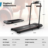 二合一折叠跑步机带坡度带遥控-红色 2 in 1 Folding Treadmill with Incline with Remote Control-Red