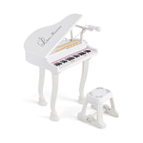 37键儿童钢琴键盘带凳子和琴盖-白色 37 Keys Kids Piano Keyboard with Stool and Piano Lid-White