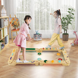 蒙特梭利平衡木套装 带垫脚石的木制平衡板 Montessori Balance Beam Set Wooden Balance Boards with Stepping Stones