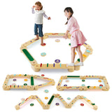 蒙特梭利平衡木套装 带垫脚石的木制平衡板 Montessori Balance Beam Set Wooden Balance Boards with Stepping Stones