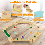 蒙特梭利平衡木套装 带垫脚石的木制平衡板 Montessori Balance Beam Set Wooden Balance Boards with Stepping Stones