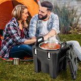 32 QT 便携式保温食品架，带不锈钢桶，适用于餐饮野营-黑色 32 QT Portable Insulated Food Carrier with Stainless Steel Barrel for Catering Camping-Black