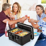 31 QT 隔热食品盘容器，带 3 个带盖透明三分之一盘 - 黑色 31 QT Insulated Food Pan Container with 3 Transparent One-Third Pans with Lids-Black