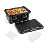 31 QT 隔热食品盘容器，带 3 个带盖透明三分之一盘 - 黑色 31 QT Insulated Food Pan Container with 3 Transparent One-Third Pans with Lids-Black