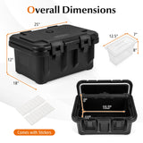 31 QT 隔热食品盘容器，带 3 个带盖透明三分之一盘 - 黑色 31 QT Insulated Food Pan Container with 3 Transparent One-Third Pans with Lids-Black