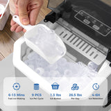 带自清洁功能的制冰机台面，适用于家庭厨房办公室派对 - 银色 Ice Maker Countertop with Self-Cleaning for Home Kitchen Office Party-Silver