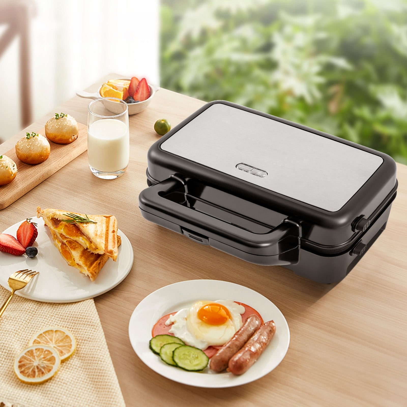 Waffle Maker Panini Sandwich Machine Removable Plates In Toastie