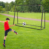 二合一儿童足球篮板球门可调节高度-黑色 2-in-1 Kids Soccer Rebounder and Soccer Goal with Adjustable Height-Black