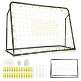 二合一儿童足球篮板球门可调节高度-黑色 2-in-1 Kids Soccer Rebounder and Soccer Goal with Adjustable Height-Black