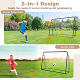 二合一儿童足球篮板球门可调节高度-黑色 2-in-1 Kids Soccer Rebounder and Soccer Goal with Adjustable Height-Black