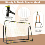 二合一儿童足球篮板球门可调节高度-白色 2-in-1 Kids Soccer Rebounder and Soccer Goal with Adjustable Height-White