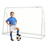 二合一儿童足球篮板球门可调节高度-白色 2-in-1 Kids Soccer Rebounder and Soccer Goal with Adjustable Height-White