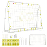 二合一儿童足球篮板球门可调节高度-白色 2-in-1 Kids Soccer Rebounder and Soccer Goal with Adjustable Height-White