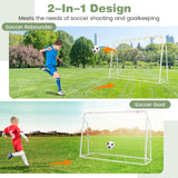 二合一儿童足球篮板球门可调节高度-白色 2-in-1 Kids Soccer Rebounder and Soccer Goal with Adjustable Height-White