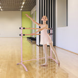 4 英尺便携式独立式双人芭蕾舞把杆-粉色 4 Foot Portable Freestanding Double Ballet Barre-Pink