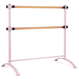 4 英尺便携式独立式双人芭蕾舞把杆-粉色 4 Foot Portable Freestanding Double Ballet Barre-Pink