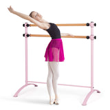 4 英尺便携式独立式双人芭蕾舞把杆-粉色 4 Foot Portable Freestanding Double Ballet Barre-Pink