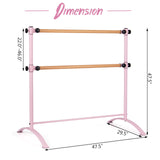 4 英尺便携式独立式双人芭蕾舞把杆-粉色 4 Foot Portable Freestanding Double Ballet Barre-Pink