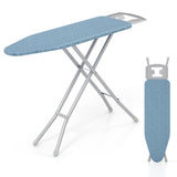 带熨斗架和 7 层高度的全尺寸熨衣板 - 蓝色 Full Size Ironing Board with Iron Rest and 7-Level Height-Blue
