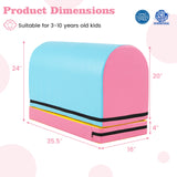 儿童体操跳马箱带可拆卸垫子提手-蓝色 Gymnastics Vaulting Box with Detachable Mat Carrying Handle for Kids-Blue