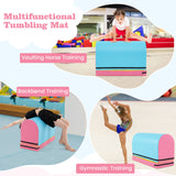 儿童体操跳马箱带可拆卸垫子提手-蓝色 Gymnastics Vaulting Box with Detachable Mat Carrying Handle for Kids-Blue