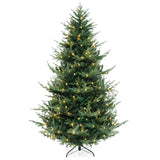 8 英尺预照明人造铰链圣诞树，带 1480 个 PVC 和 PE 树枝尖 - XL 8 FT Pre-Lit Artificial Hinged Xmas Tree with 1480 PVC and PE Branch Tips-XL