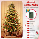 8 英尺预照明人造铰链圣诞树，带 1480 个 PVC 和 PE 树枝尖 - XL 8 FT Pre-Lit Artificial Hinged Xmas Tree with 1480 PVC and PE Branch Tips-XL