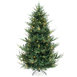 6/7/8 英尺预照明人造铰链圣诞树，带 778/1480 PVC 和 PE 树枝尖 -L 6/7/8 FT Pre-Lit Artificial Hinged Xmas Tree with 778/1480 PVC and PE Branch Tips-L