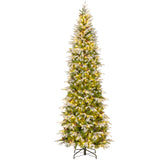 6/7.5/9 英尺预亮人造圣诞树雪植铰链 - 9 英尺 6/7.5/9 Feet Pre-Lit Artificial Christmas Tree Snow Flocked Hinged-9 FT