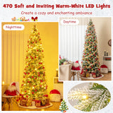 6/7.5/9 英尺预亮人造圣诞树雪植铰链 - 9 英尺 6/7.5/9 Feet Pre-Lit Artificial Christmas Tree Snow Flocked Hinged-9 FT