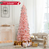 8 英尺雪绒人造粉色圣诞树，带 1000 个树枝尖 - 8 英尺 8 Feet Snow Flocked Artificial Pink Xmas Tree with 1000 Branch Tips-8 ft