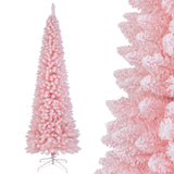 8 英尺雪绒人造粉色圣诞树，带 1000 个树枝尖 - 8 英尺 8 Feet Snow Flocked Artificial Pink Xmas Tree with 1000 Branch Tips-8 ft