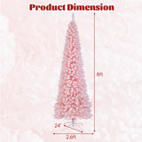 8 英尺雪绒人造粉色圣诞树，带 1000 个树枝尖 - 8 英尺 8 Feet Snow Flocked Artificial Pink Xmas Tree with 1000 Branch Tips-8 ft