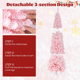 8 英尺雪绒人造粉色圣诞树，带 1000 个树枝尖 - 8 英尺 8 Feet Snow Flocked Artificial Pink Xmas Tree with 1000 Branch Tips-8 ft