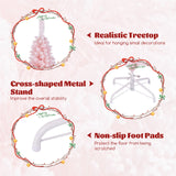 雪绒 5 英尺人造粉色圣诞树，带 328 个树枝尖 Snow Flocked 5 FT Artificial Pink Xmas Tree with 328 Branch Tips