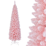 雪绒 7 英尺人造粉色圣诞树，带 635 个树枝尖 Snow Flocked 7 FT Artificial Pink Xmas Tree with 635 Branch Tips