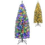 6.5 英尺预亮蓝色人造圣诞树超薄，带 9 种照明模式 - 6.5 英尺 6.5 Feet Pre-Lit Blue Artificial Christmas Tree Slim with 9 Lighting Modes-6.5 ft