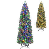 7.5 英尺预亮蓝色人造圣诞树超薄，带 9 种照明模式 - 7.5 英尺 7.5 Feet Pre-Lit Blue Artificial Christmas Tree Slim with 9 Lighting Modes-7.5 ft