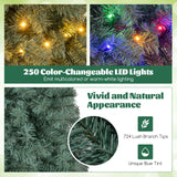 7.5 英尺预亮蓝色人造圣诞树超薄，带 9 种照明模式 - 7.5 英尺 7.5 Feet Pre-Lit Blue Artificial Christmas Tree Slim with 9 Lighting Modes-7.5 ft