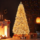 带树枝尖和暖白色 LED 灯的人造圣诞树 - 7 英尺 Artificial Xmas Tree with Branch Tips and Warm White LED Lights-7FT