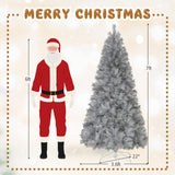 带树枝尖和暖白色 LED 灯的人造圣诞树 - 7 英尺 Artificial Xmas Tree with Branch Tips and Warm White LED Lights-7FT