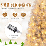 带树枝尖和暖白色 LED 灯的人造圣诞树 - 7 英尺 Artificial Xmas Tree with Branch Tips and Warm White LED Lights-7FT