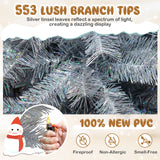 带树枝尖和暖白色 LED 灯的人造圣诞树 - 6 英尺 Artificial Xmas Tree with Branch Tips and Warm White LED Lights-6FT