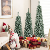 4/5/6 英尺人造圣诞树 3 件套，带逼真积雪 4/5/6 Feet Artificial Christmas Tree Set of 3 with Realistic Accumulated Snow